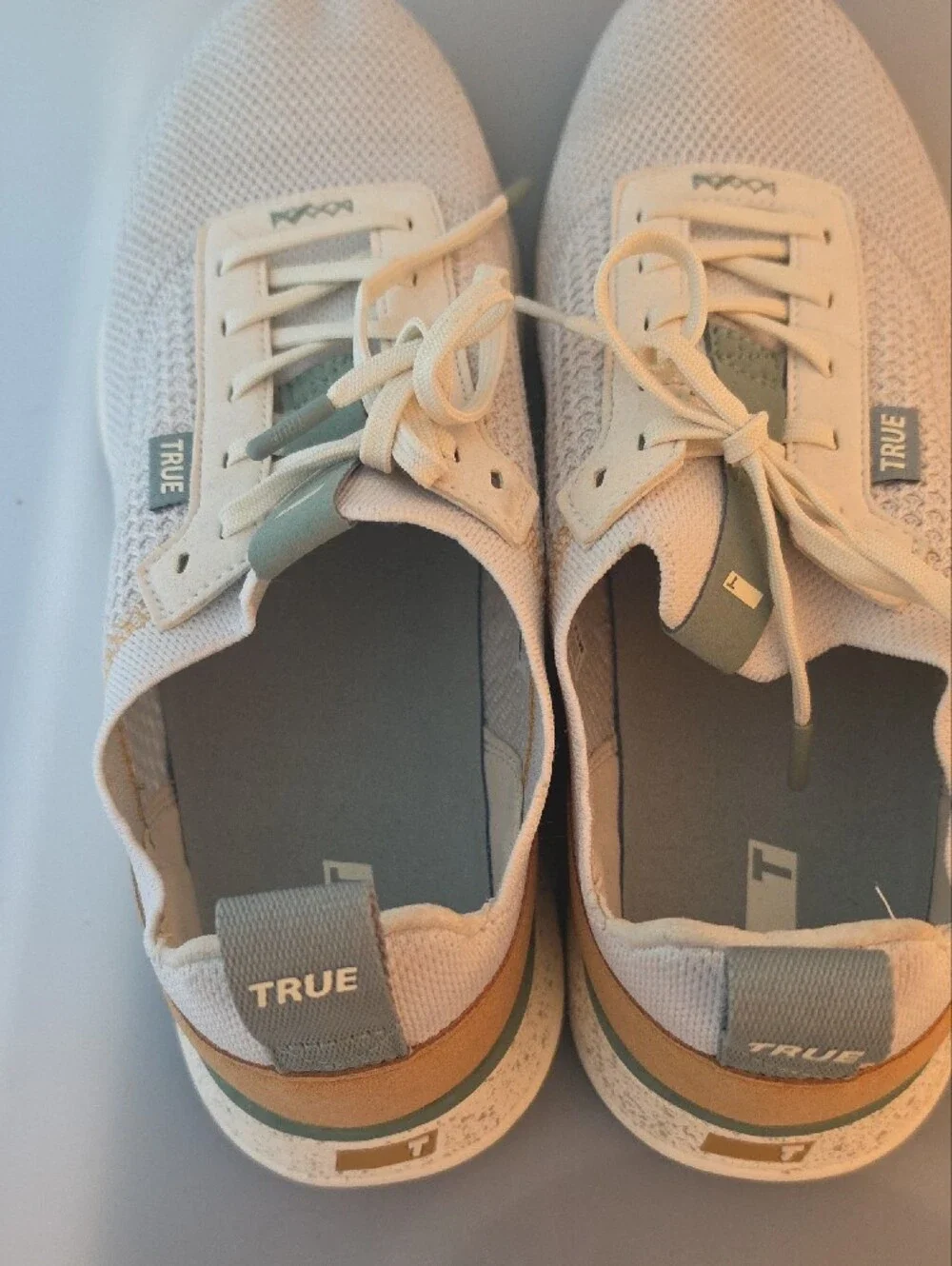 True Men's Cream and Tan Knit Sneaker with Sage Accents